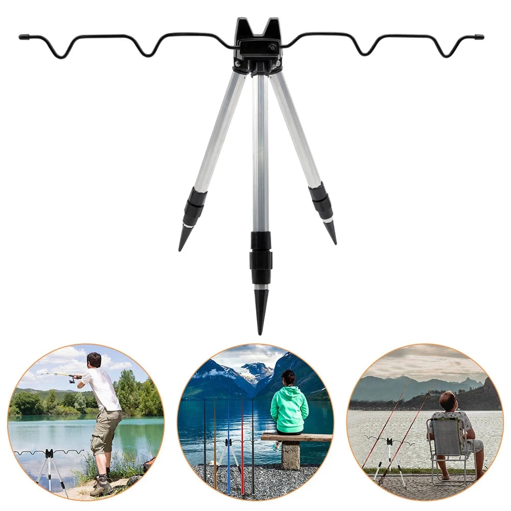 3-Fold Telescopic Bracket Holder Sea Pole Support Frame Fishing Rod Rest Base Load-Bearing Tripod Stand for Angling