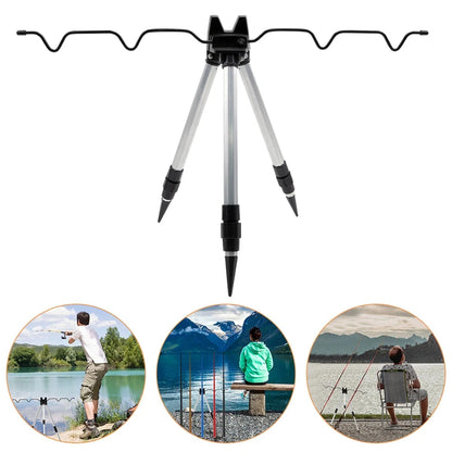 3-Fold Telescopic Bracket Holder Sea Pole Support Frame Fishing Rod Rest Base Load-Bearing Tripod Stand for Angling