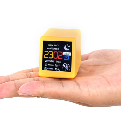 Small Portable Smart Wifi Weather Station Display Weather Temperature Humidity Time Alarm Clock Desktop Decoration