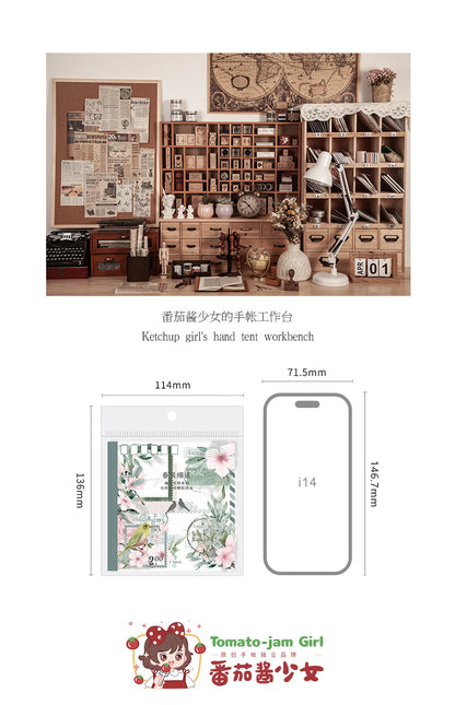 Yoofun 20pcs/lot PET + Washi Paper Aesthetic Flower Stickers Gift Card Journal Scrapbooking Diary Decoration Stationery Labels