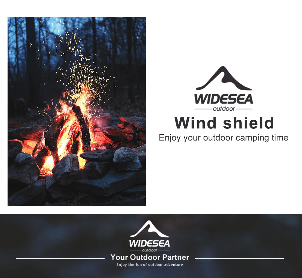 Widesea Portable Camping Wind Shield Aluminum Alloy Stainless Steel 9pcs Windproof Stove Screen with Storage Box for Outdoor Coo