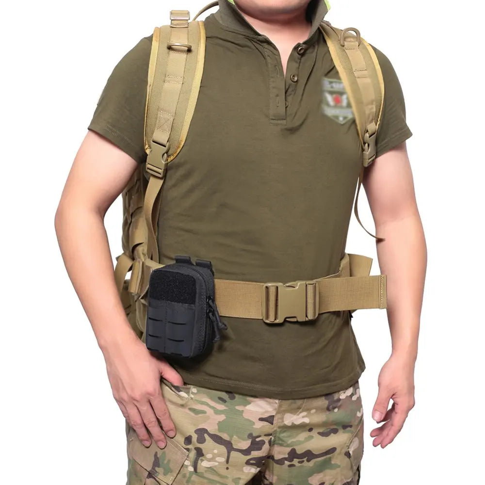 Tactical Mini Belt Pouches, Multi-Purpose Small Battery Case Compact Utility EDC Card Slot Holder Waist Bags Military Molle Pack