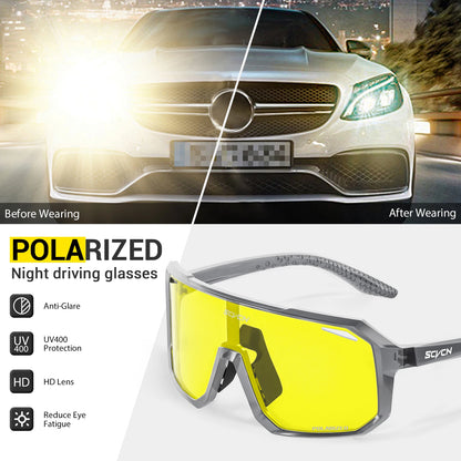 SCVCN New Yellow Polarized Cycling Sunglasses Men Bike MTB Driving Glasses Women Outdoor Sports Hiking Fishing UV400 Glasses