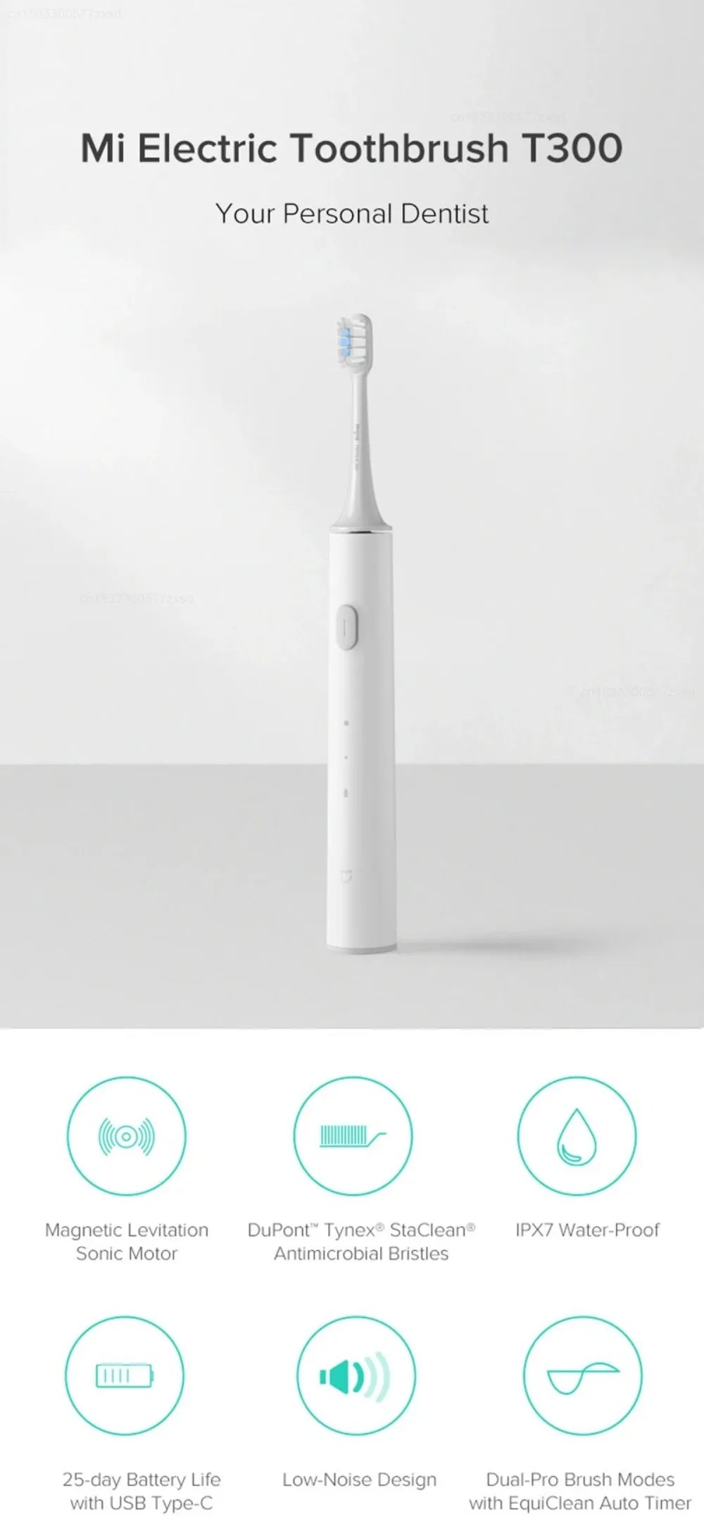 Xiaomi Mijia T300 Electric Toothbrush IPX7 Waterproof Smart Sonic Brush Ultrasonic Whitening Teeth Tooth Brush Toothbrushes