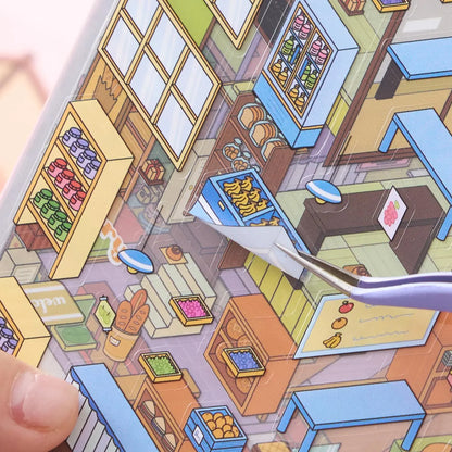 Mr Paper 49pcs Sunny Town Series miniature scene creation sticker book for DIY handbook Students Back-to-school season Gifts