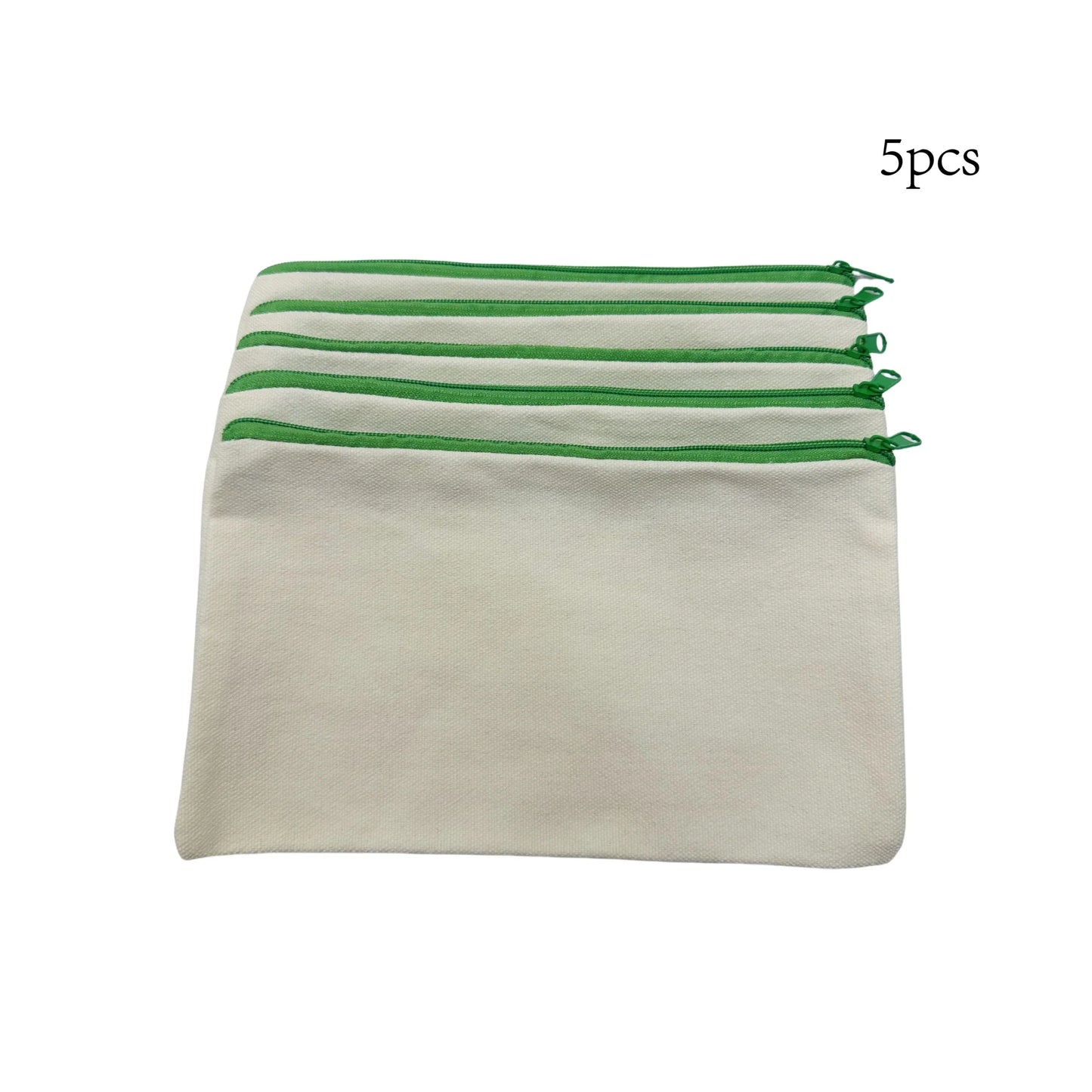 5pcs Blank Canvas Zipper Pouch Bulk, Makeup Bag Pencil Case For Cosmetic & DIY Crafts, Independence Day
