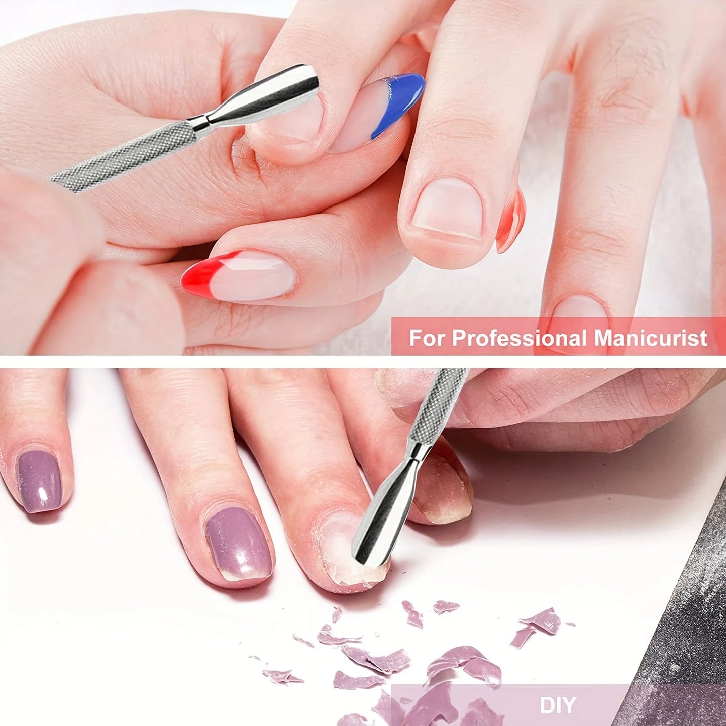 1/2/4pcs Stainless Steel Cuticle Pusher,Sharp Edge Spoon Shaped Dual Ended Cuticle Pusher Remover Cleaner,Manicure Pedicure Tool
