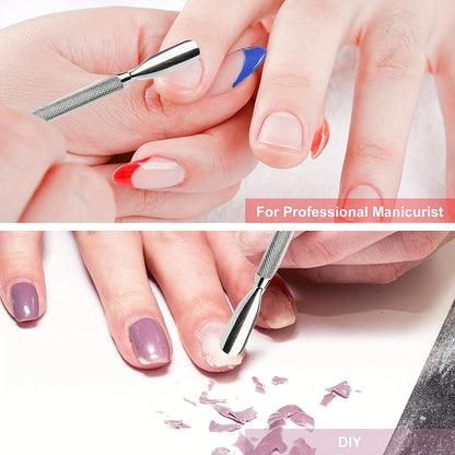 1/2/4pcs Stainless Steel Cuticle Pusher,Sharp Edge Spoon Shaped Dual Ended Cuticle Pusher Remover Cleaner,Manicure Pedicure Tool