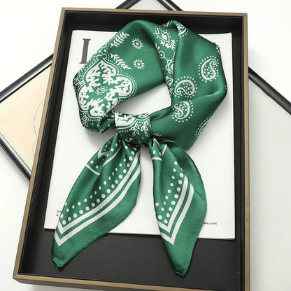 Luxury Brand Silk Square Paisley Scarf Women Satin Neck Hair Tie Band Soft Bandana Neckerchife 2025 Hijab Head Female Foulard