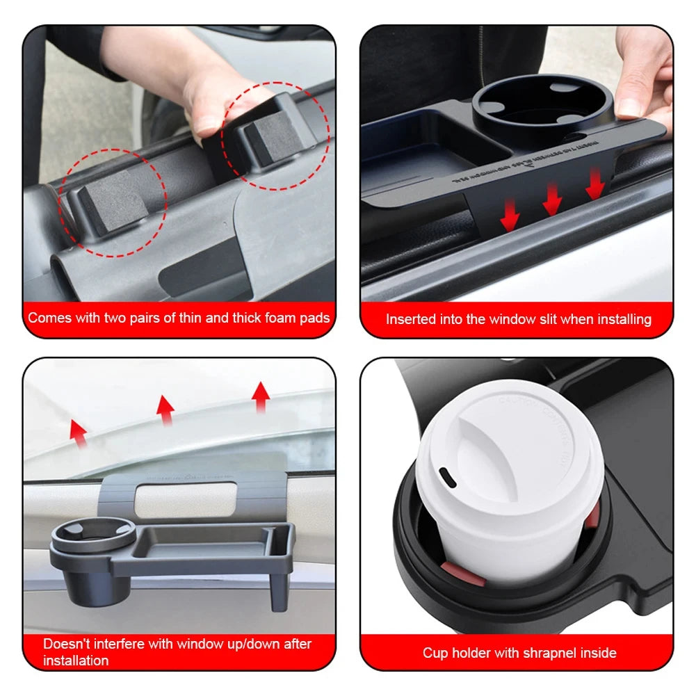 Car Cup Stand Phone Holder Mount Tray Side Door Window Storage Barrel Pocket Hanging Storage Rack with Auto Interior Accessories