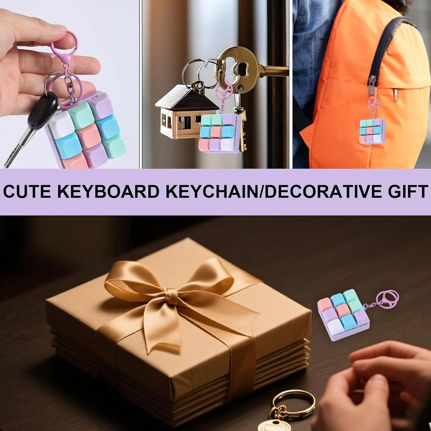 New Keyboard Fidget Toy, Fidget Clicker Keyboard Fidget Keychain, Button Fidget Gifts for Adults to Relieve Stress and Pass Time