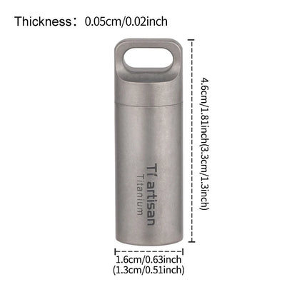 Tiartisan Pure Titanium Sealed Mini Pill Box  Outdoor Travel Waterproof Small Tool Parts Container Multi-Purpose EDC Tool