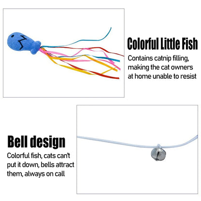 Fashion Cat Wand Toy Natural WoodenTeaser Wand for Cat Interactive Elastic String Cat Stick Pole Toy for Indoor