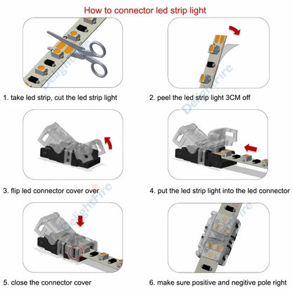 Solderless LED Connector 6 5 4 3 2 Pin LED Strip Connectors For RGB RGBW SMD 5050 WS2812B LED Strip Light Wire Connection