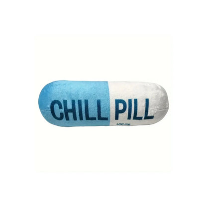 Interactive Plush Pill-Shaped Dog Toy with Squeaker - Durable, Bite-Resistant Chew Toy for Pet Play and Dental Health