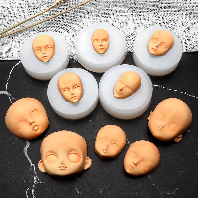 3D Baby Face Silicone Molds Human Facial Mould DIY Doll Modified Polymer Clay Fondant Cake Decor Action figure Handmade Mold