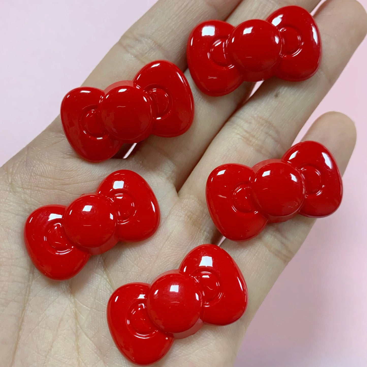 10Pcs Kawaii Hot Sweet Red Pink Large Glossy Lip Soild Color Lipstick Star Love Heart Resin Art Charms Decor Diy Junk Phone Case