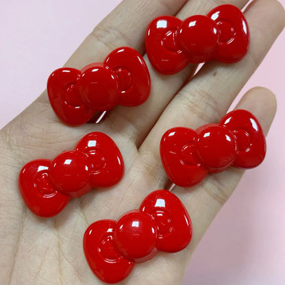 10Pcs Kawaii Hot Sweet Red Pink Large Glossy Lip Soild Color Lipstick Star Love Heart Resin Art Charms Decor Diy Junk Phone Case