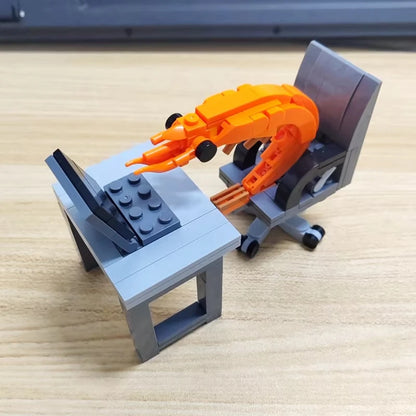Hot Selling Internet Meme Shrimp Assembly Toy Building Block Toy Joint Movable Funny Creative Gift Office Company Decoration