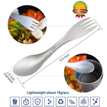 1/2Pcs Titanium Spork 2-in-1 Spoon Ultralight Cookware Portable Fork Knife Outdoor Camping Picnic Travel Eco-Friendly Flatware