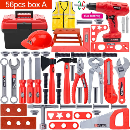 Children's Tool Set with Electric Toy Drill Kids Power Construction Toy Pretend Play Toy Tools Kit for Toddler Boys Girls Child