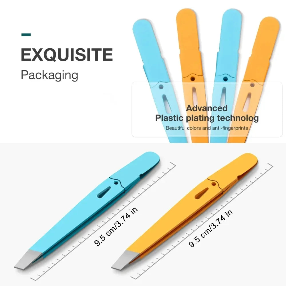 High-Quality Eyebrow Tweezer Colorful Hair Beauty Fine Hairs Puller Stainless Steel Slanted Eye Brow Clips Removal Makeup Tools