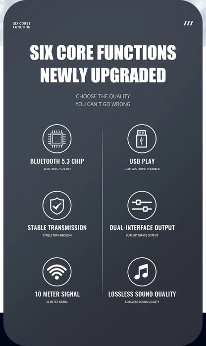 USB Bluetooth 5.3 Audio Receiver Adapter Wireless Stereo Music 3.5mm AUX R/L RCA Support U-Disk Playback For Desktop Speaker Amp