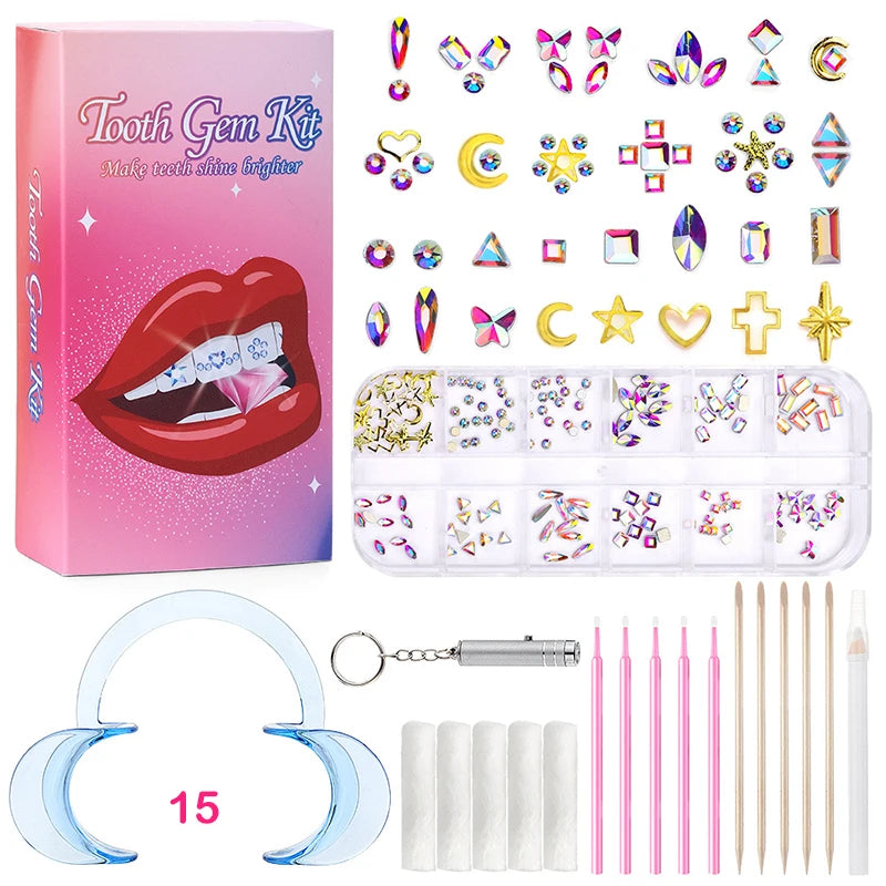1 Set Professional Tooth Gem Kit Diy Love Horse Eye Crystals Jewelry Kit Teeth Gems Kit Tooth Gems For Teeth Jewelry Starter
