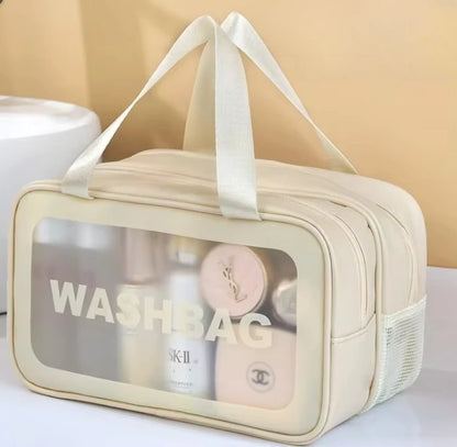 Dry-wet Separation Double Transparent PU Makeup Bag Portable Washing Bag Cosmetic Storage Bag Travel Fitness Swimming Essentials