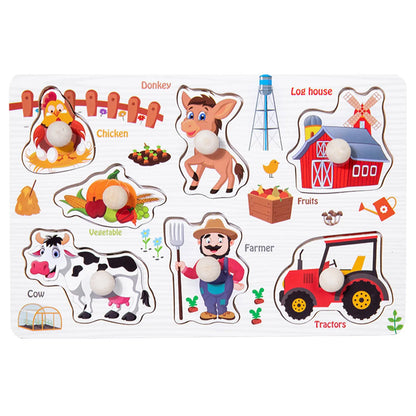 1pc Wooden Jigsaw Puzzle Kids Montessori Games Educational Toys for Children Animal Fruits Shapes Hand Grasp Board Wood Puzzles