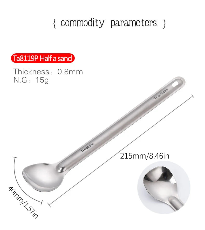 Tiartisan Titanium Long Handle Spork Spoon Cutlery Ultralight Tableware Outdoors Portable Dinnerware Camping Equipment