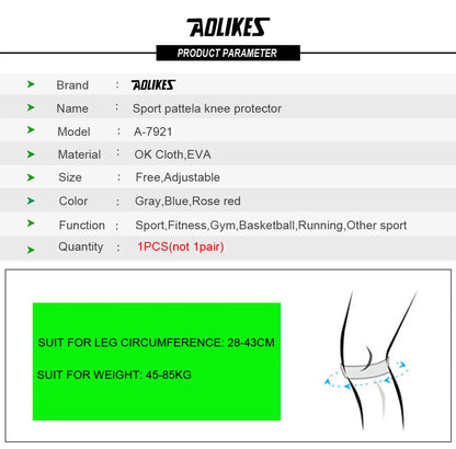 AOLIKES 1PCS Knee Braces for Knee Pain,Patella Knee Support Strap,Adjustable Patellar Tendon Stabilizer Band for Basketball
