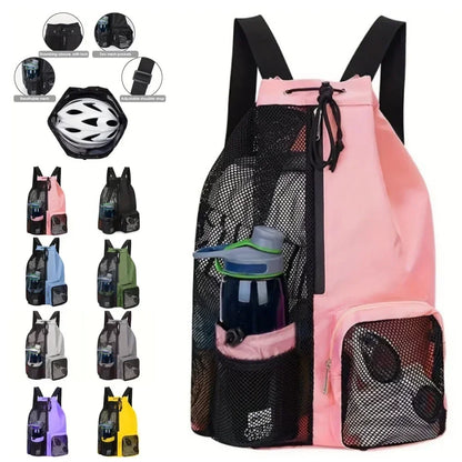 Swimming Bag Mesh Drawstring Backpack Convenient To Carry Beach Diving Backpack Wet Backpack Gym Sports Backpack