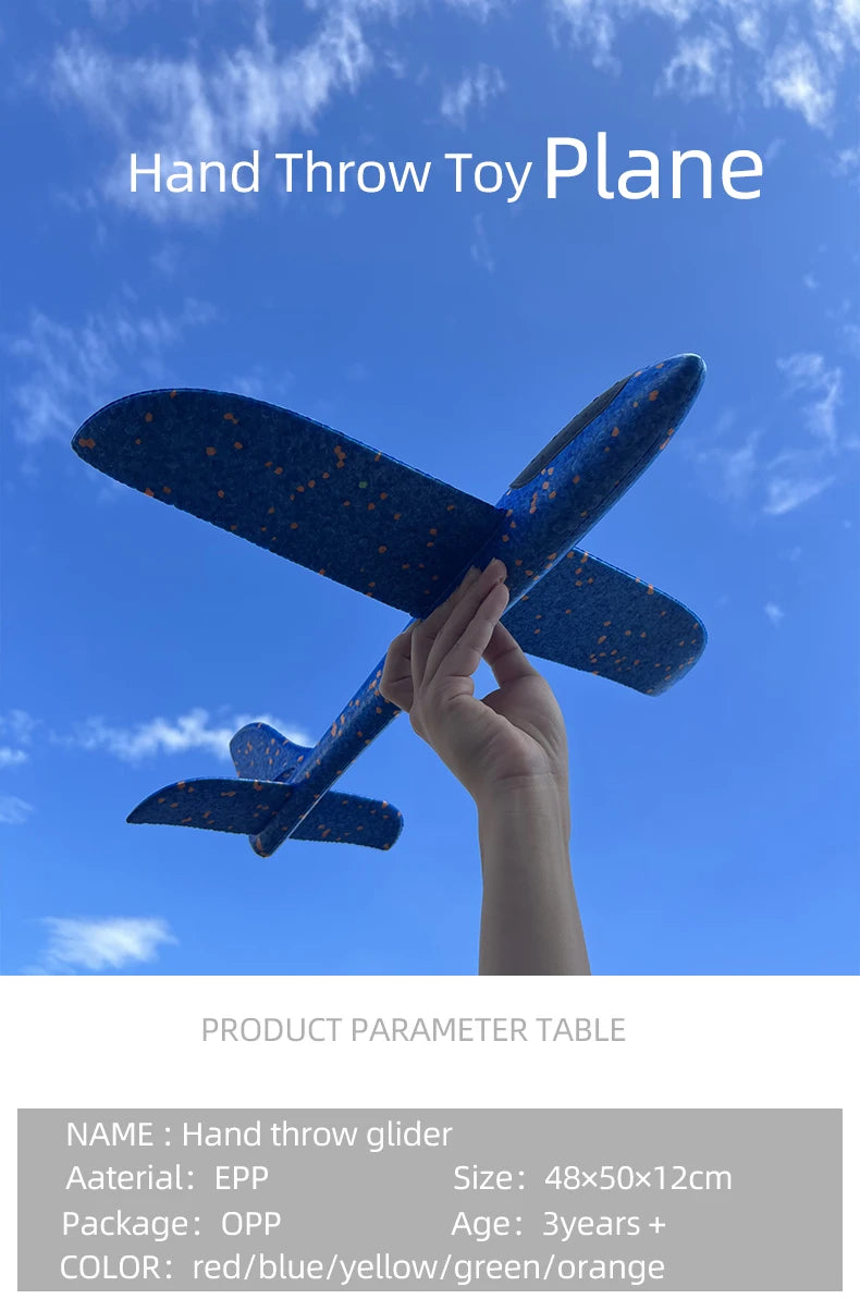 50/33CM Big Foam Plane Glider Hand Throw Airplane LED Inertial EPP Bubble Planes Outdoor Launch Kids Toys for Children Boys Gift