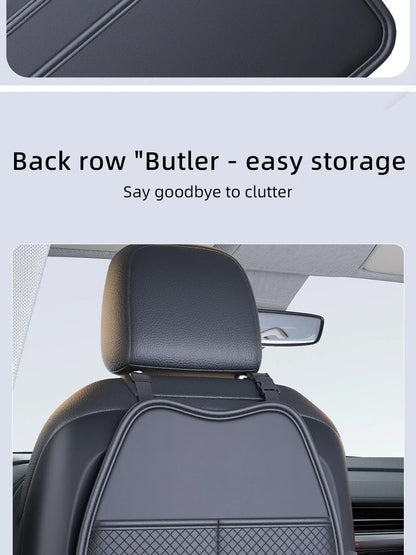PU Leather Car Seat Kick Proof Pad with Pockets Multi-functional Tablet Holder Auto Seat Back Protection Cover for Kids