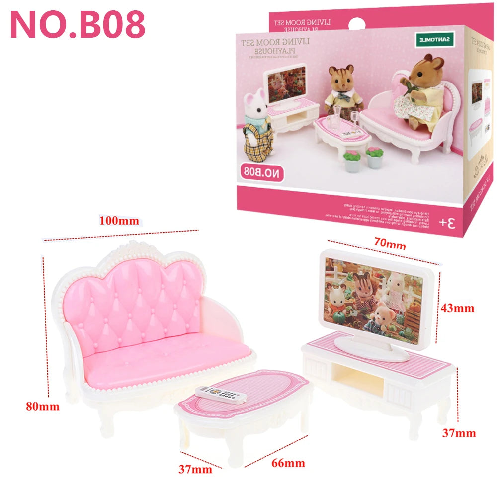 Miniature Furniture 1:12 Dollhouse Kitchen Livingroom Bedroom Set DIY Scene Doll Play Decoration Girl Toy House Gift