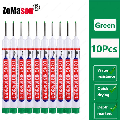 1-100Pcs 2cm Waterproof Long Head Markers Deep Hole Marker Pen for Metal Carpenter Red/Black/Blue/Green Ink Woodworking Tools