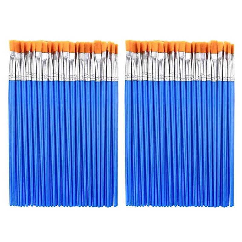 100pcs Paint Brushes Set for Kids Acrylic with Flat Round Pointed Paint Brushes Craft Watercolor Oil Painting Brushes