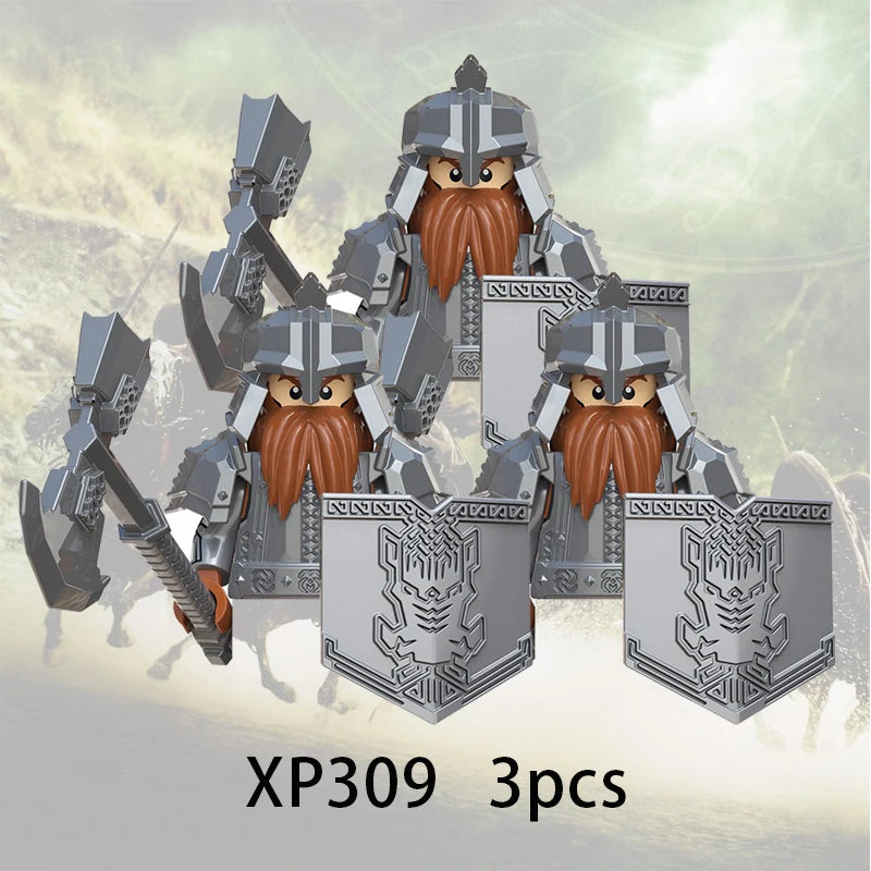 3pcs Lord Rings Elves Orcs Army Dwarf Rohan Mini Action Toy Figures Building Blocks Assembly Toys for Kids Birthday Gift