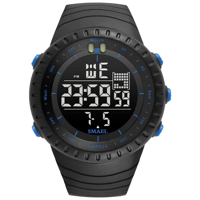 SMAEL Brand Men Electronics Watch Outdoor Sports Waterproof Big Dial Digital LED Alarm Digital-watch 1237 Sport Watch