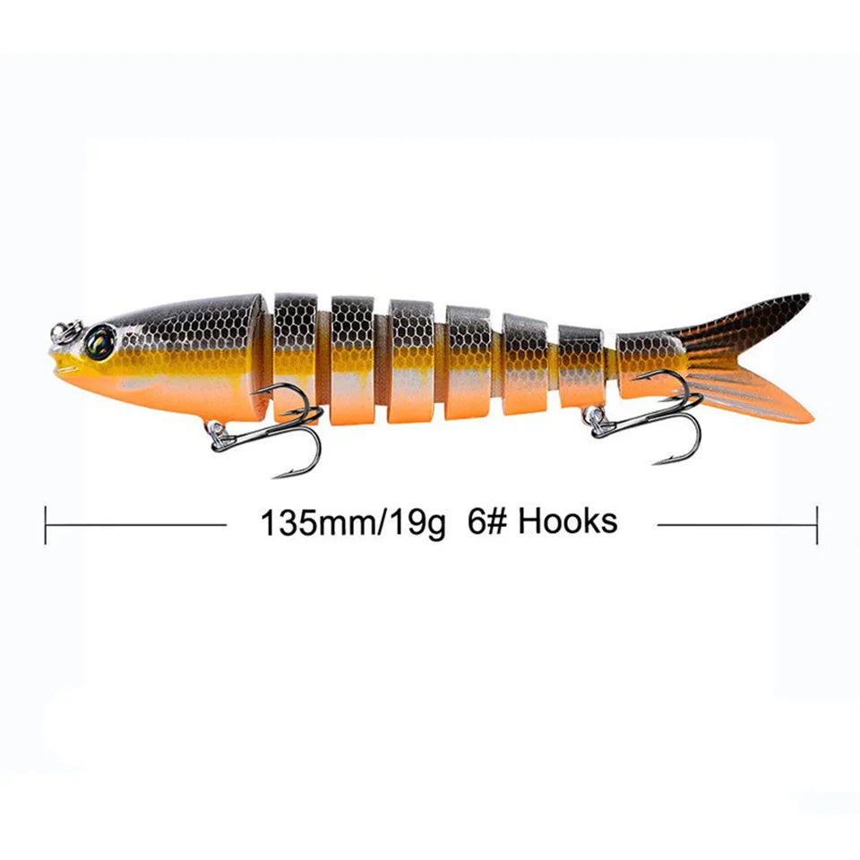 8 Segment Swimbait Fishing Lure 3pcs Set 135mm 19g Multi Jointed Slow Sinking Bionic 3D Eyes Fishing Bait Tool Fishing Tackles
