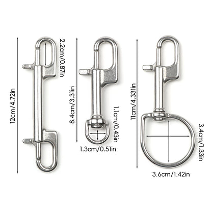 1PC 316 Stainless Steel Swivel Eye Bolt Spring Snap Hook Double Head Hook Marine Diving D Ring Snap Hooks With Swivel