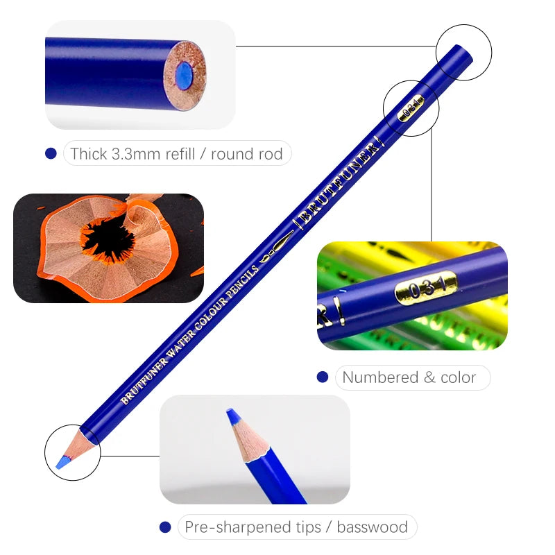 Brutfuner 48/72/120/150/160/180Colors Pencils Professional Oil Wood Soft Watercolor Pencil For School Draw Sketch Art Supplies