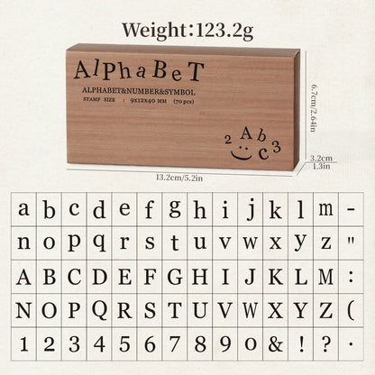 Journal GO 70pcs/set Wooden Rubber Alphabet Letter Number Stamp Set for Card Collage Junk Journal Scrapbooking DIY Standard Seal