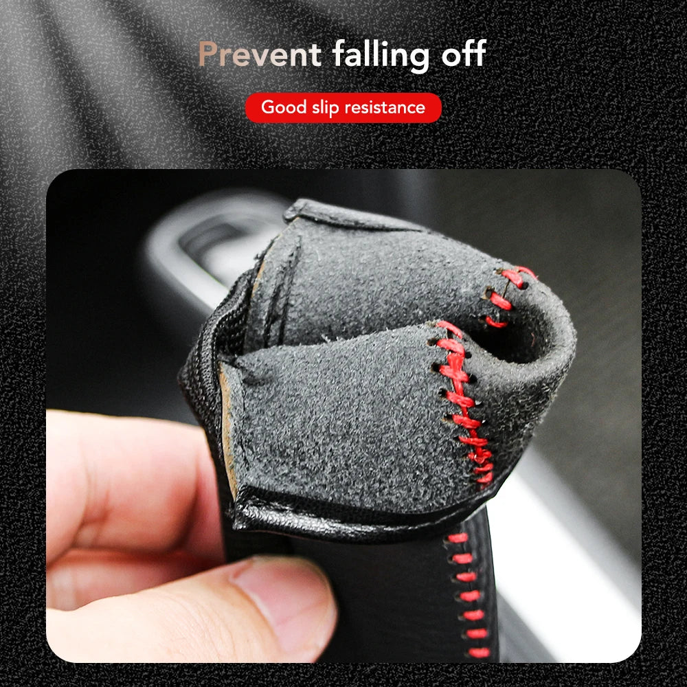 Carbon Fiber Car Leather Handbrake Cover Protective Sleeve Hand Brake Protection Car Interior Accessories