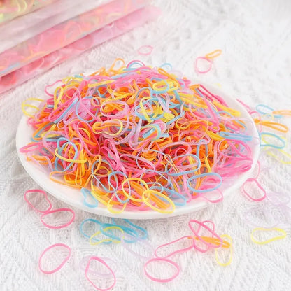 1000Pcs Colorful Disposable Hair Bands Girls Elastic Rubber Band Kids Ponytail Holder Headband Children Hair Accessories