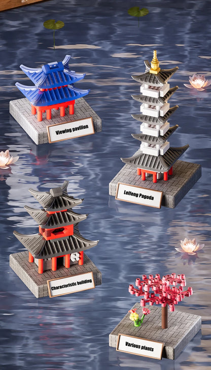 688PCS Hangzhou West Lake, Chinese Architecture, Classic Building Puzzle Toys, Miniature Building Block Sets, Models