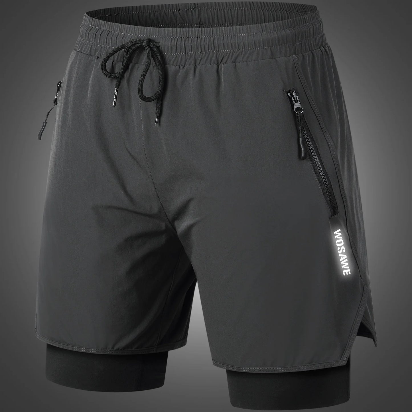 WOSAWE MTB Shorts Summer Men Cycling Shorts 2 in 1 Mountain Bike Padded Shorts Double Layer Downhill Bike Quick Dry Short Pants