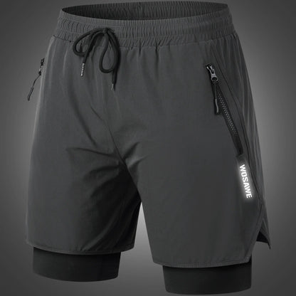 WOSAWE MTB Shorts Summer Men Cycling Shorts 2 in 1 Mountain Bike Padded Shorts Double Layer Downhill Bike Quick Dry Short Pants