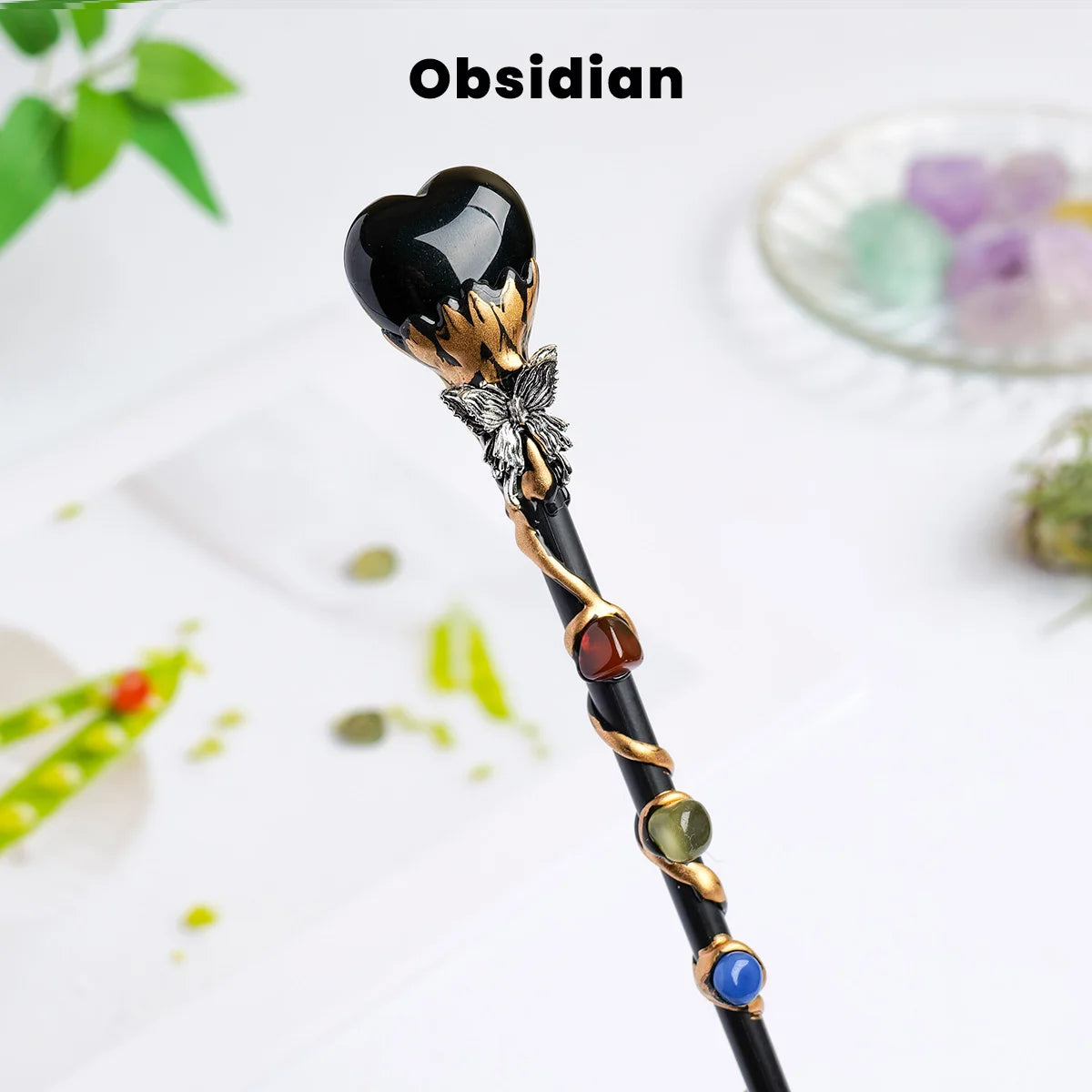 1PC Amethyst Rolling Stone Magic Scepter Natural Stones Fairy Lucky Tumble Stone Gem Scepter Decorative Fairy Magic Stick